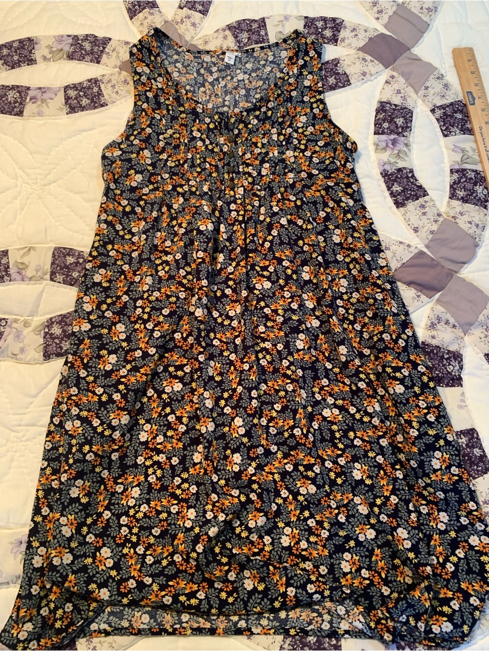Sleeveless Navy Floral Summer Dress
